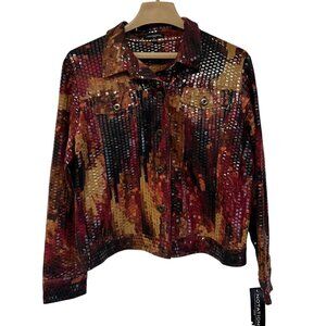 NWT Notations Blazer Style Jacket Button Front Shiny Petite Large